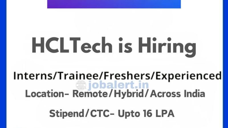HCL TECH Walk-In Drive for Freshers on 9th Dec to 11th Dec 2024
